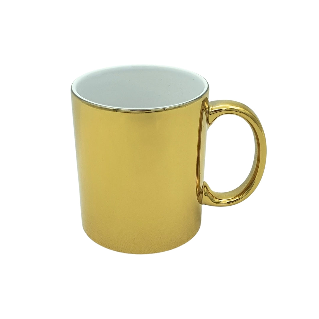 Luxury Glossy Golden Sublimation Mug for Custom Artwork – Premium Personalized Heat Transfer Mug for Unique Designs