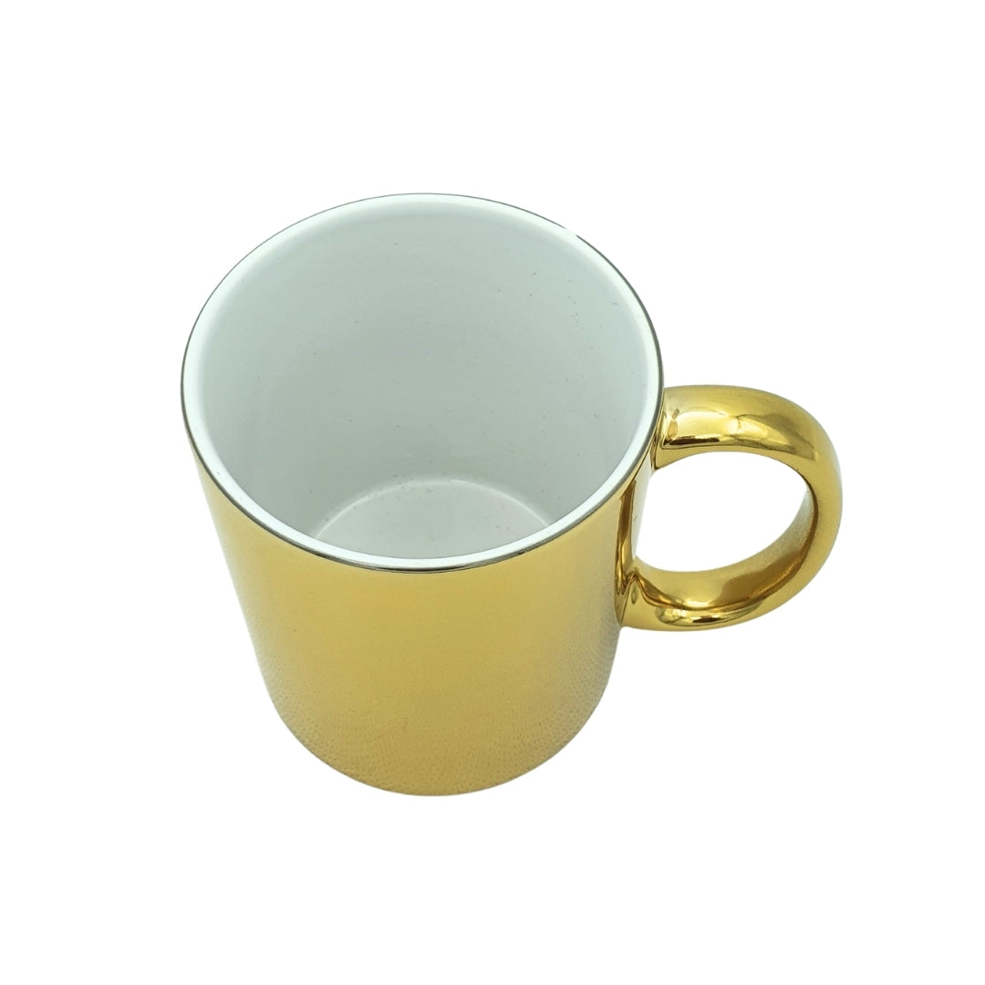 Luxury Glossy Golden Sublimation Mug for Custom Artwork – Premium Personalized Heat Transfer Mug for Unique Designs