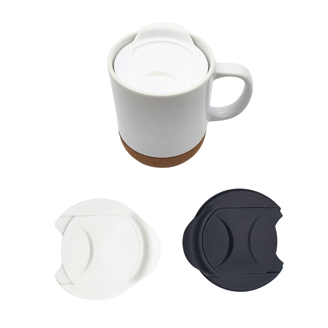 White Ceramic Mug with Wooden Bottom – Customizable - Crafted in Style, Sip in Comfort