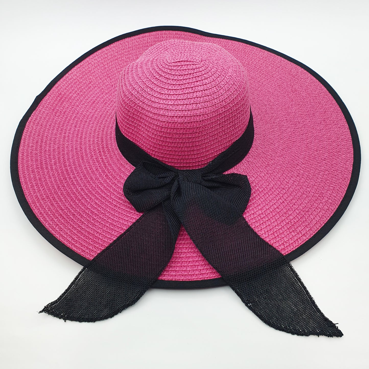 Elegant Wide-Brimmed Sublimation Hat with Black Ribbon Bow – Available in 3 Colors