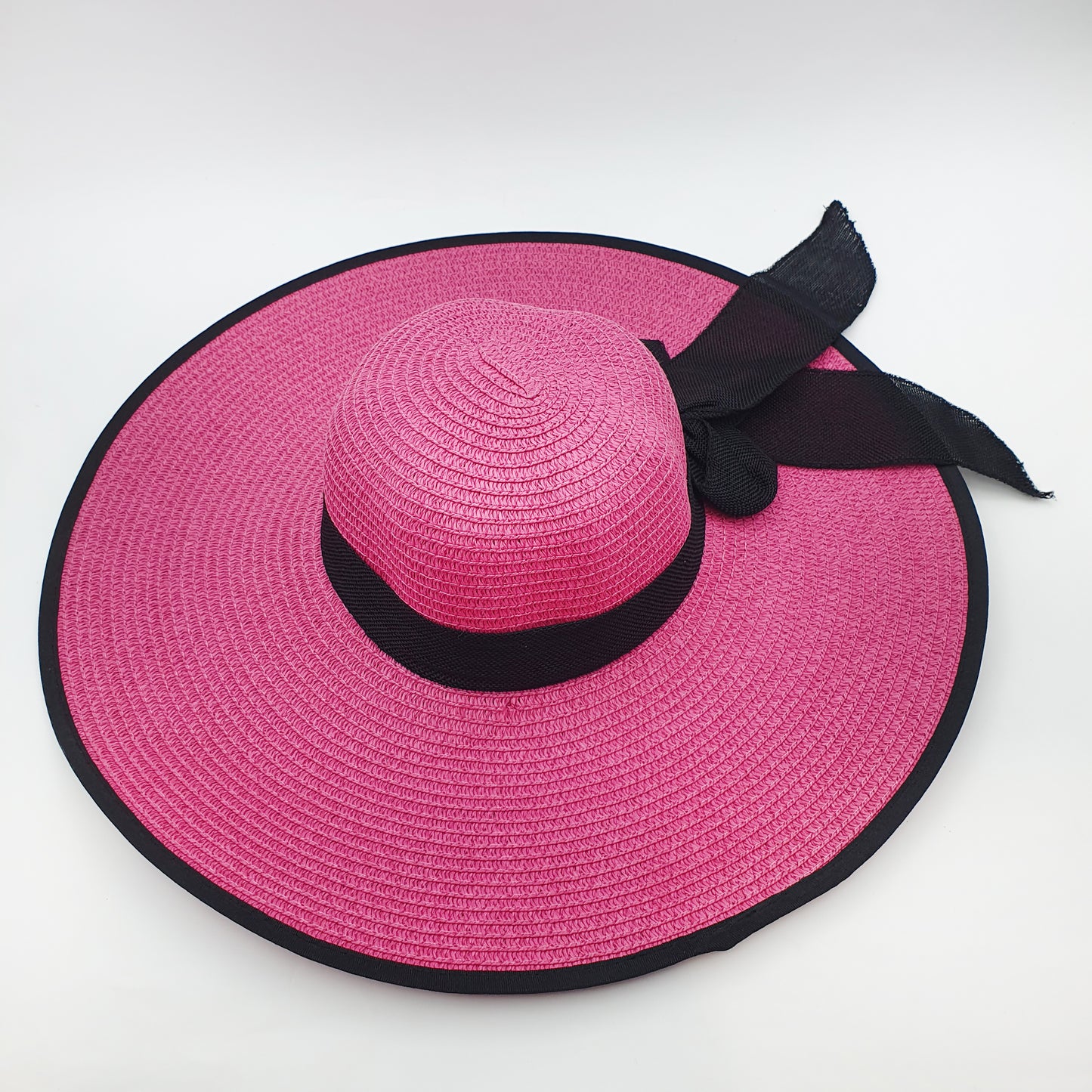 Elegant Wide-Brimmed Sublimation Hat with Black Ribbon Bow – Available in 3 Colors