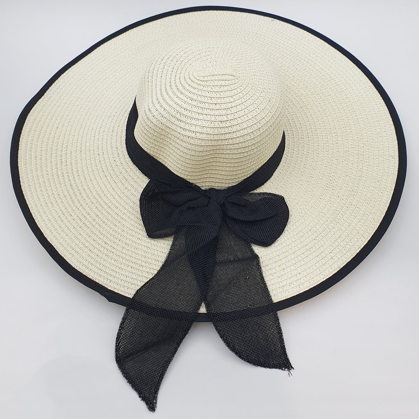 Elegant Wide-Brimmed Sublimation Hat with Black Ribbon Bow – Available in 3 Colors