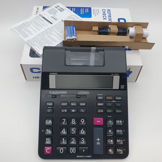 Casio HR-150RC Printing Calculator for Accurate, Fast Calculations – 2-Color Print, 12-Digit Display