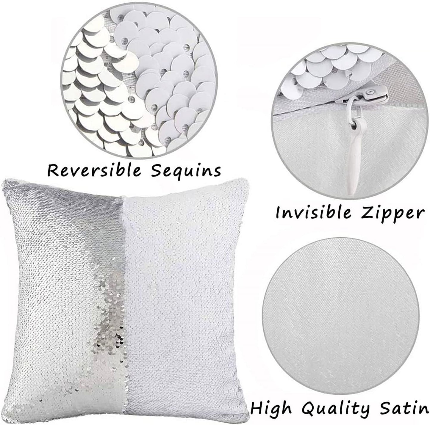 Personalized Sublimation Sequin Cushion Pillows – Available in Multiple Colors!