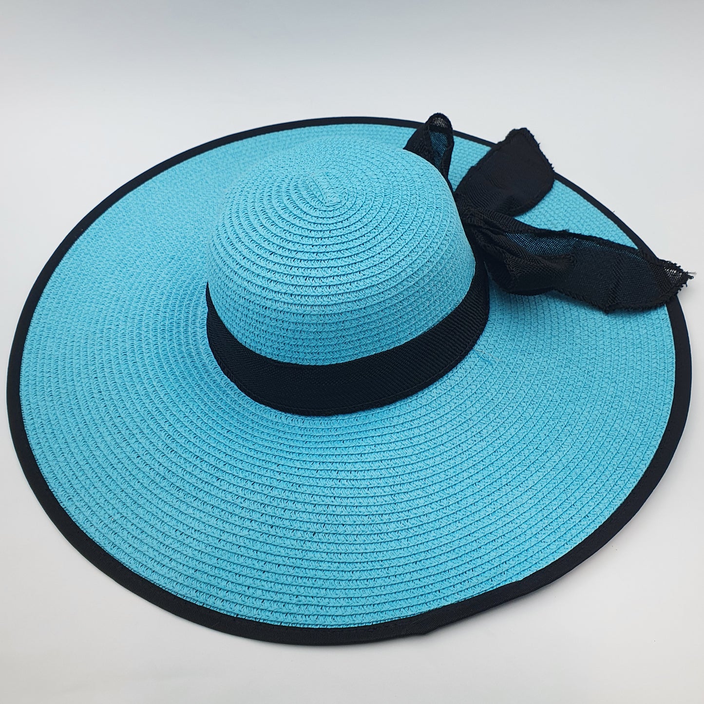 Elegant Wide-Brimmed Sublimation Hat with Black Ribbon Bow – Available in 3 Colors