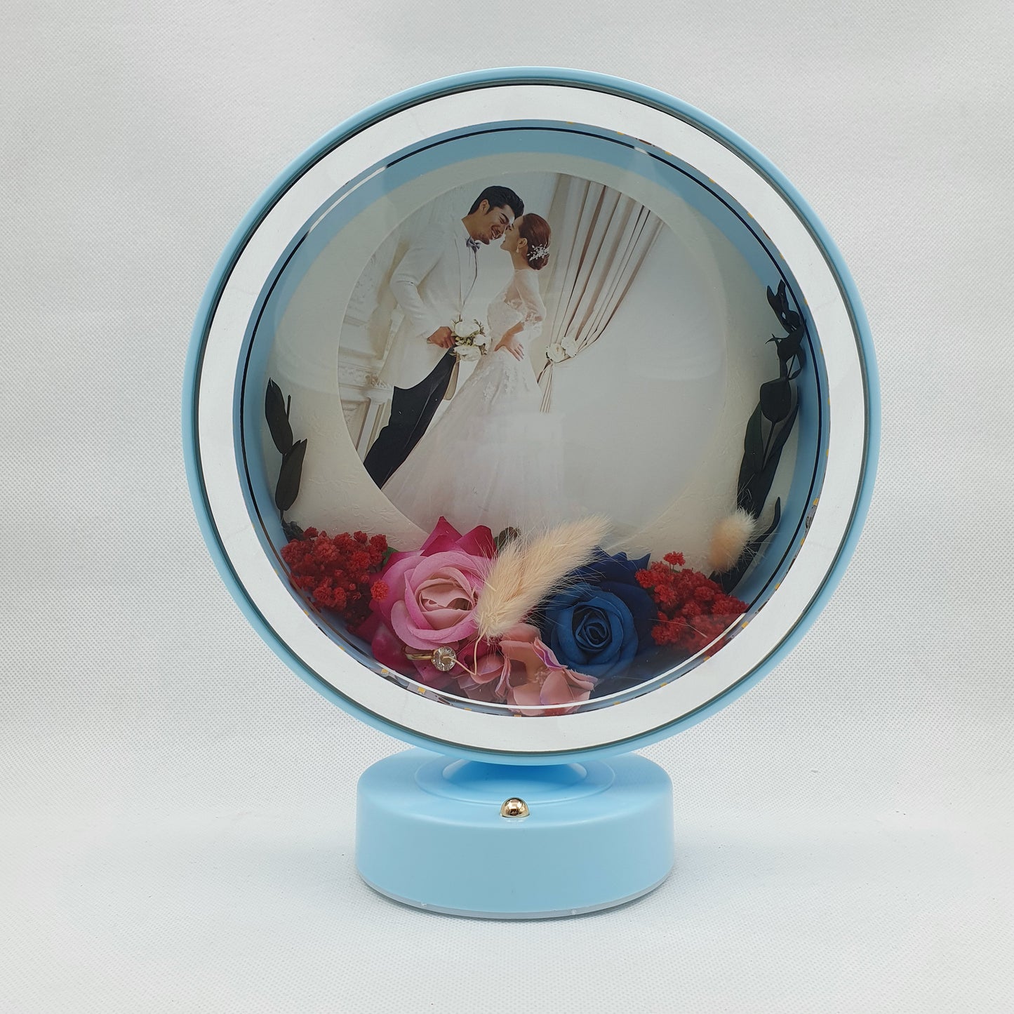 Round Mirror Picture Frame Lamp With Mirror Border and LED Light