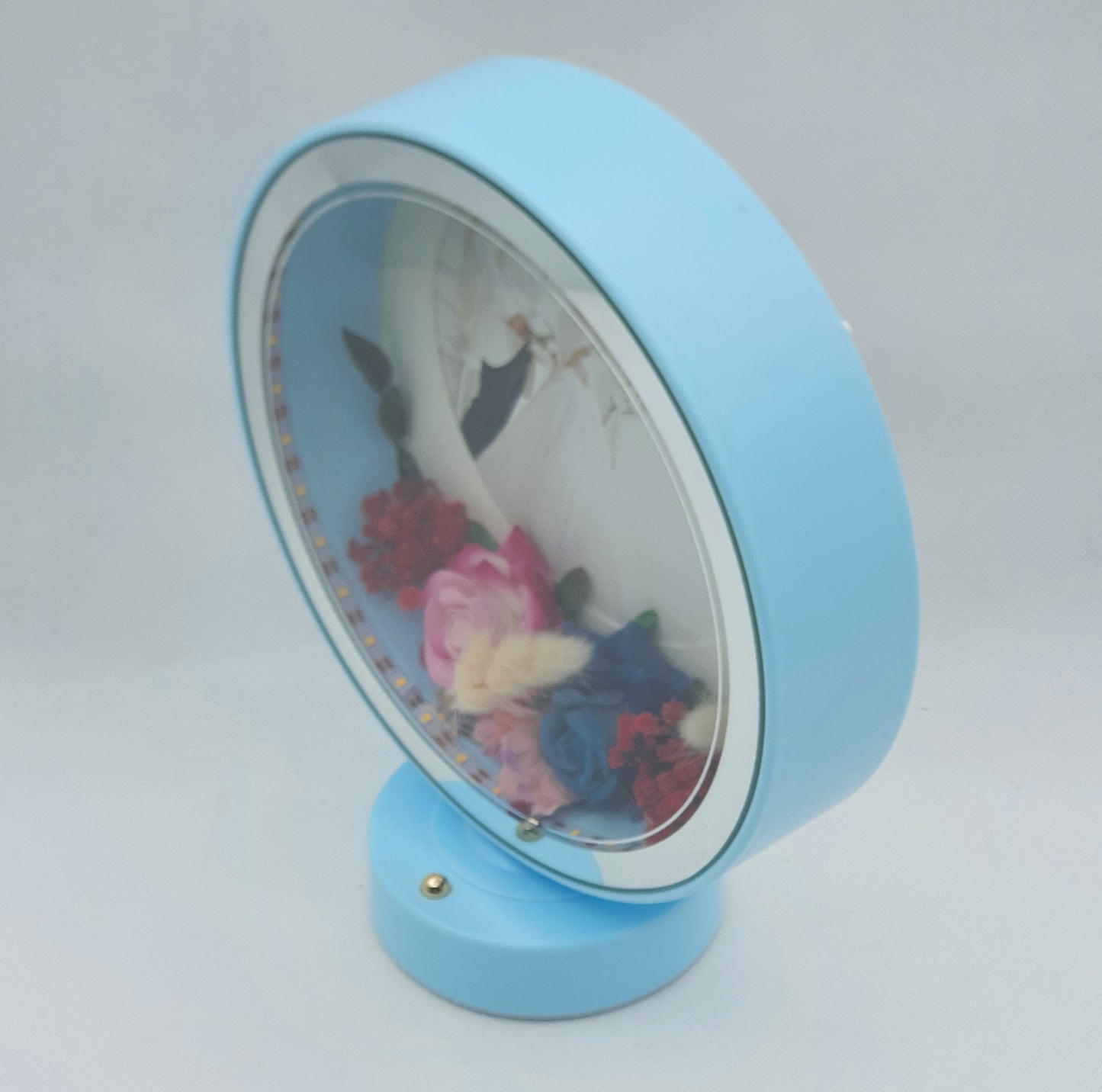 Round Mirror Picture Frame Lamp With Mirror Border and LED Light