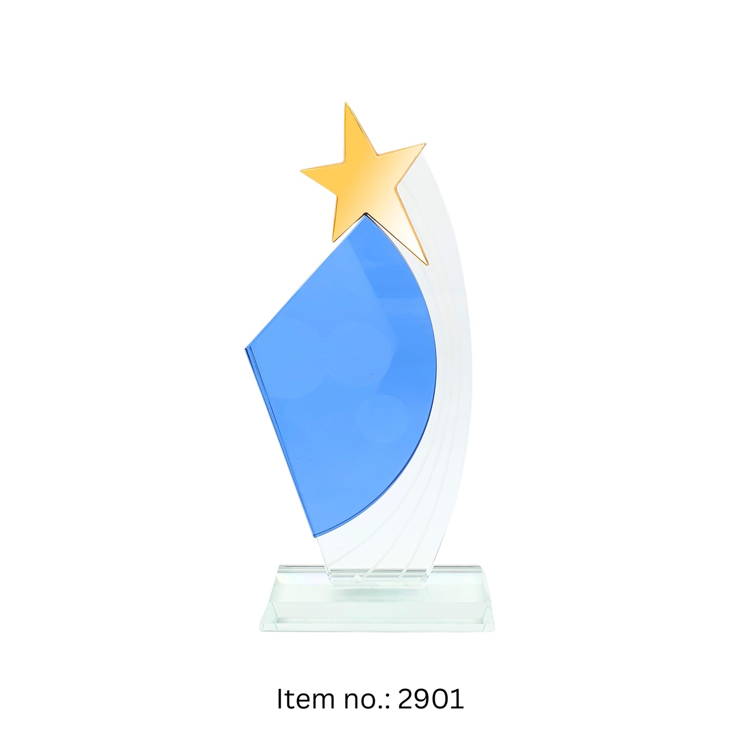 Crystal Award Plaques With Cardboard Box – Celebrate Success with Elegance - 2901 - Crystal With Blue