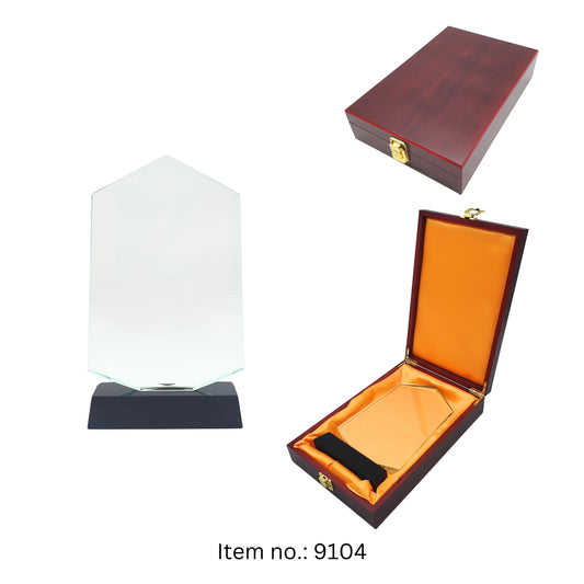 Flawless Glass Award Plaques With Wooden Box – Crafting Moments That Last Forever