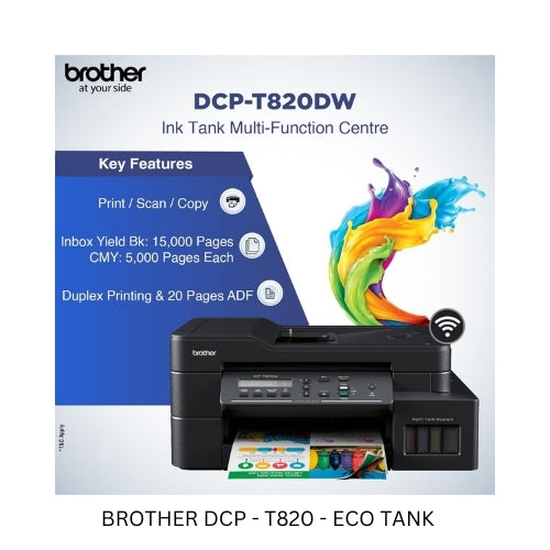 Brother DCP-T820 Eco Tank Printer – High-Volume, Cost-Effective All-in-One Ink Tank Printer