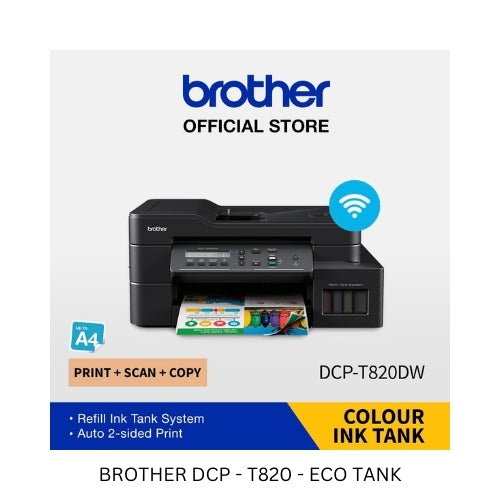 Brother DCP-T820 Eco Tank Printer – High-Volume, Cost-Effective All-in-One Ink Tank Printer