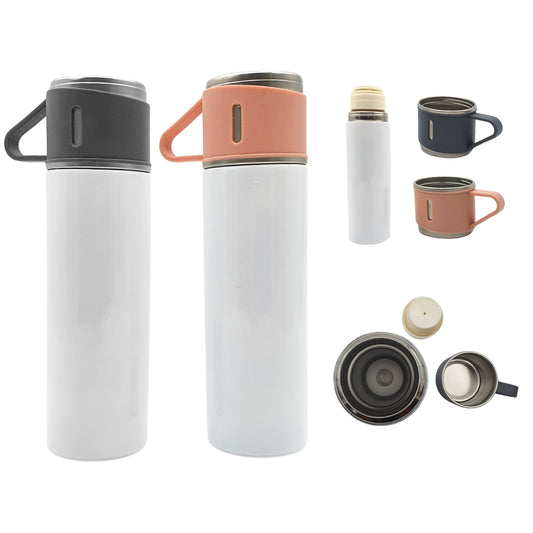 Sublimation Stainless Steel Water Bottle – Your Canvas for Custom Designs with Tea Cup Design Cap – Available in 2 Colors