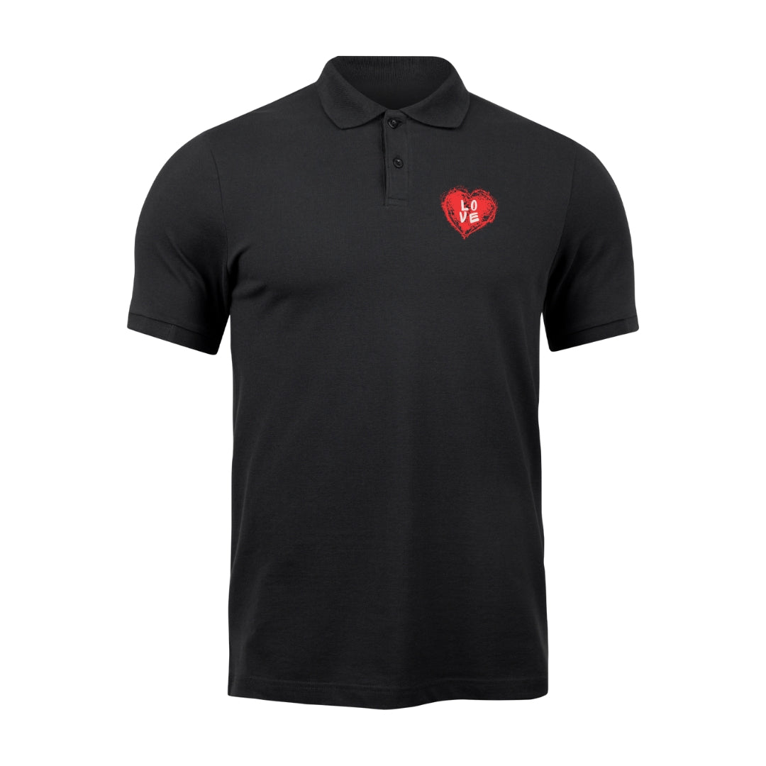 Love Heart (Pocket Logo) - Polo T shirt - Black